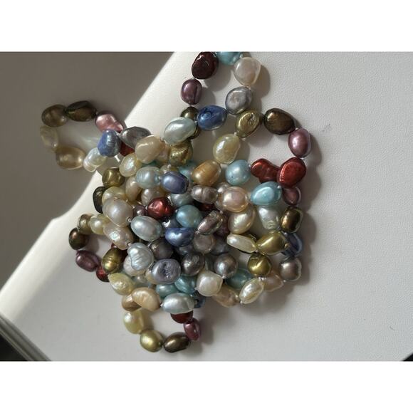 Genuine Freshwater Cultured Pearls Rainbow Multicolor Pearl Long Necklace 50” - Picture 6 of 6